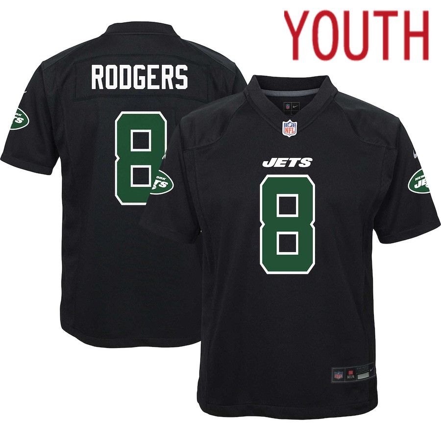 Youth New York Jets #8 Aaron Rodgers Nike Black Game Fashion NFL Jersey->->Youth Jersey